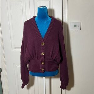 FARM Rio Plum Mohair Wool Cardigan Women’s Medium